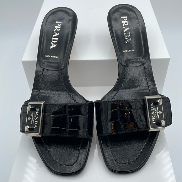Authentic Prada Black Genuine Crocodile Mules - Picture 1 of 7